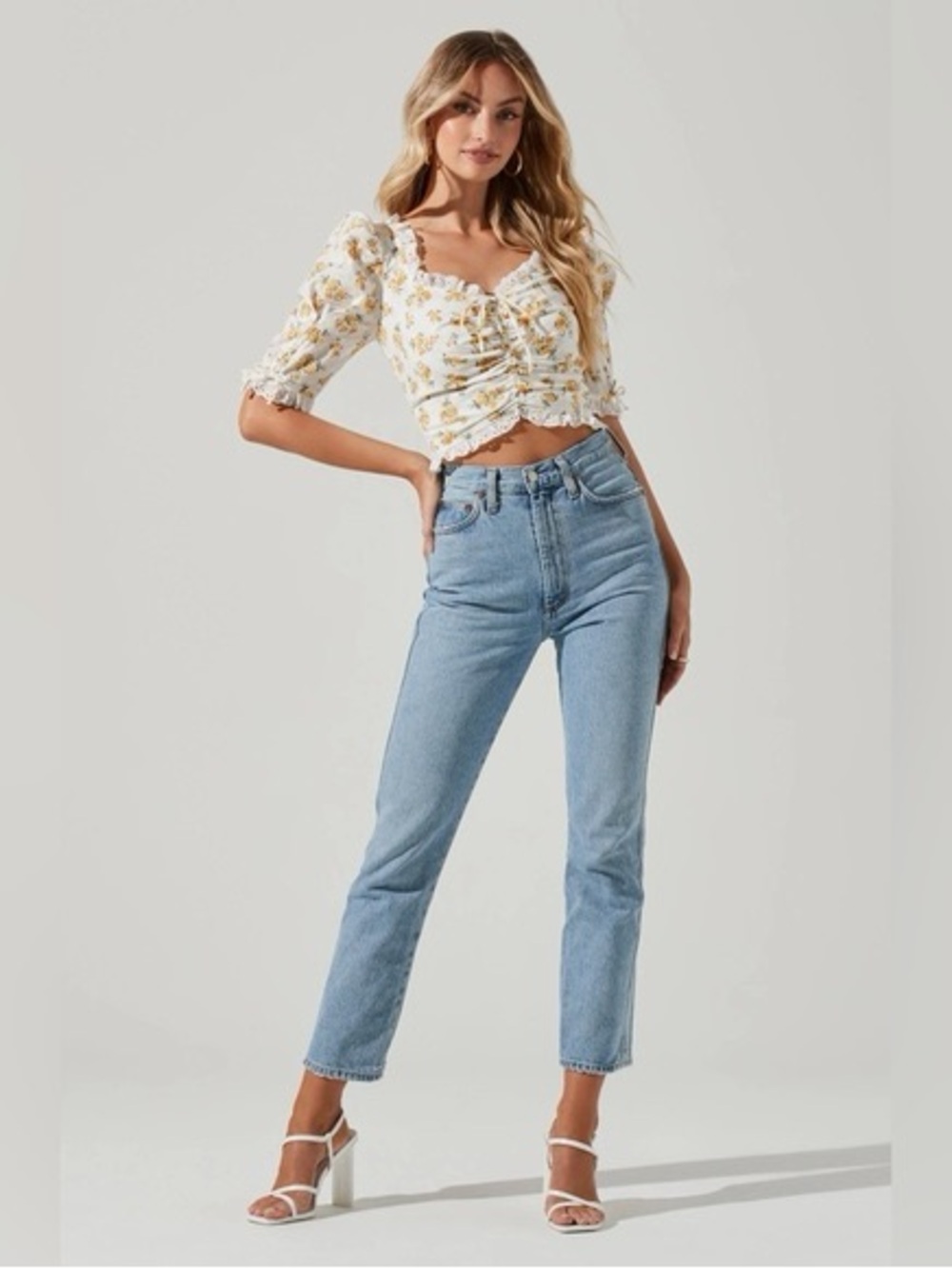 Astr Floral Lace Top Puff